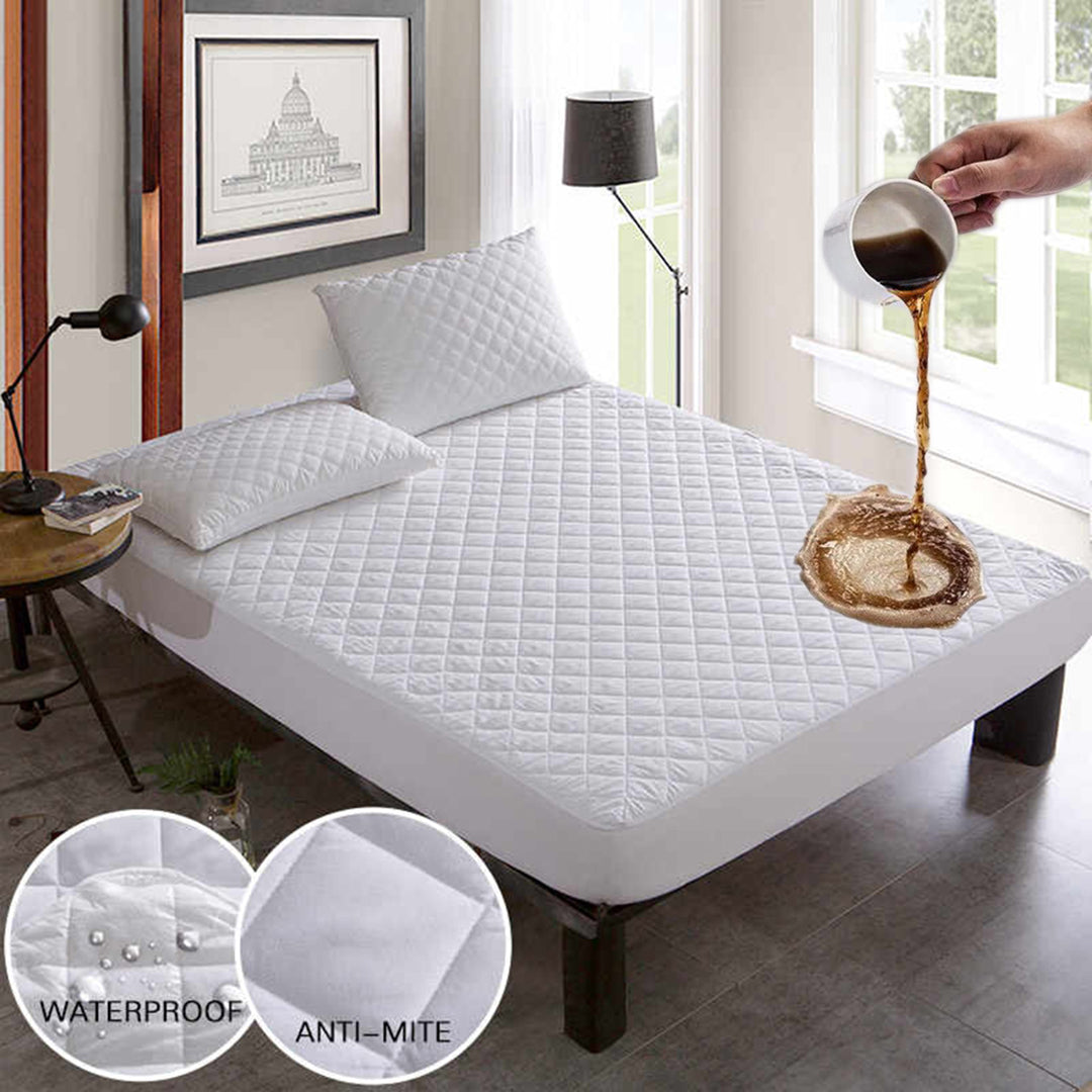 Ultra Soft Cotton Quilted 100% Waterproof Mattress Protector (White) With Pillow Cover