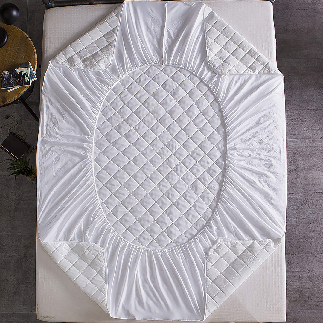Ultra Soft Cotton Quilted 100% Waterproof Mattress Protector (White) With Pillow Cover