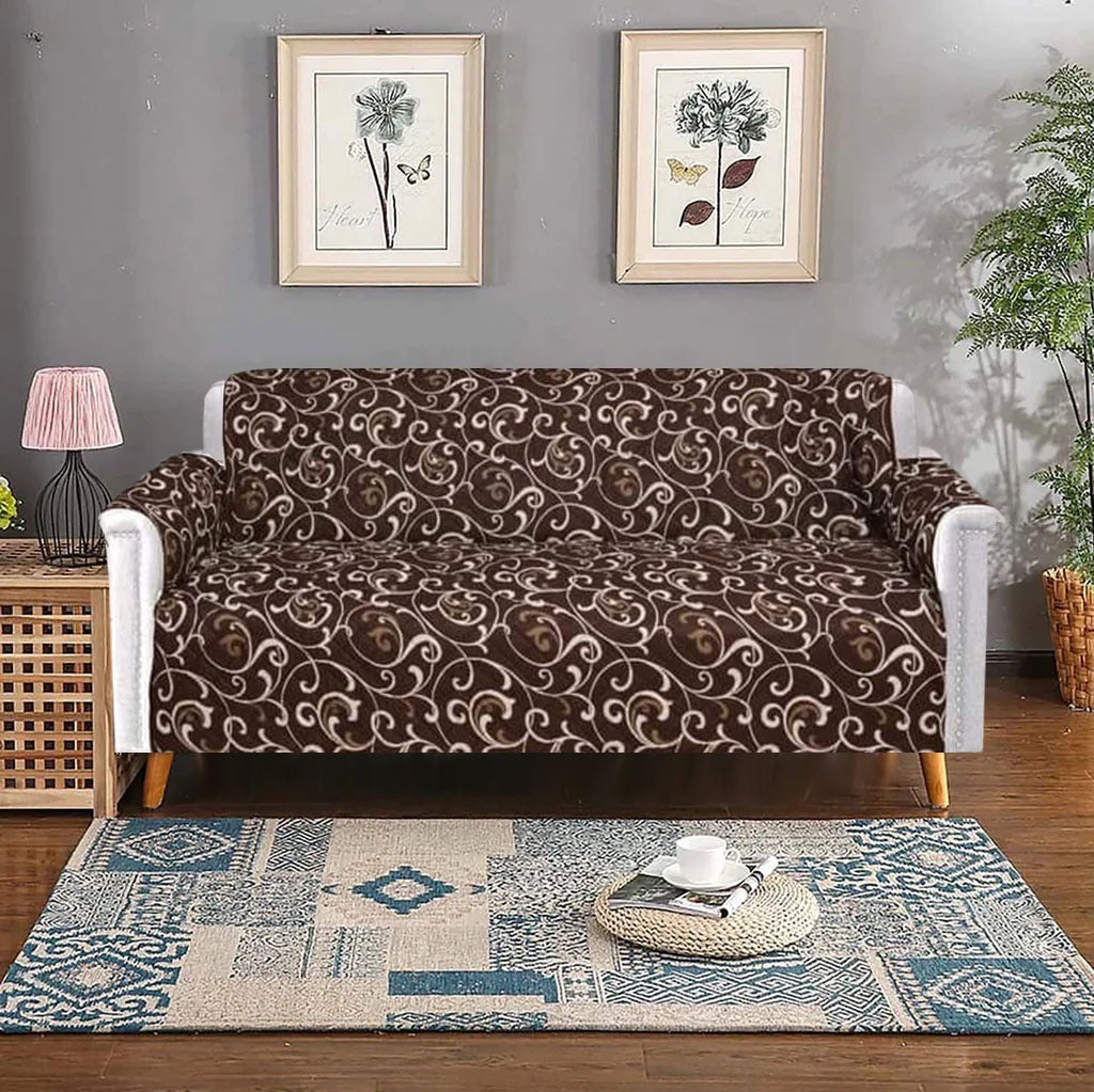 PRINTED QUILTED SOFA RUNNER - SOFA COAT (DARK BROWN)