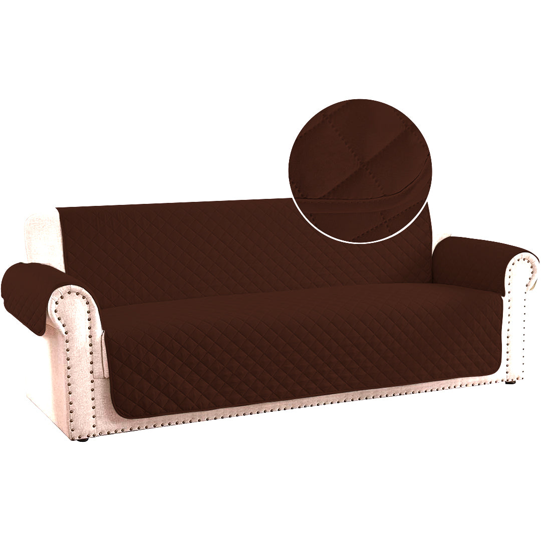 COTTON QUILTED SOFA RUNNER - SOFA COAT (CHOCOLATE BROWN)