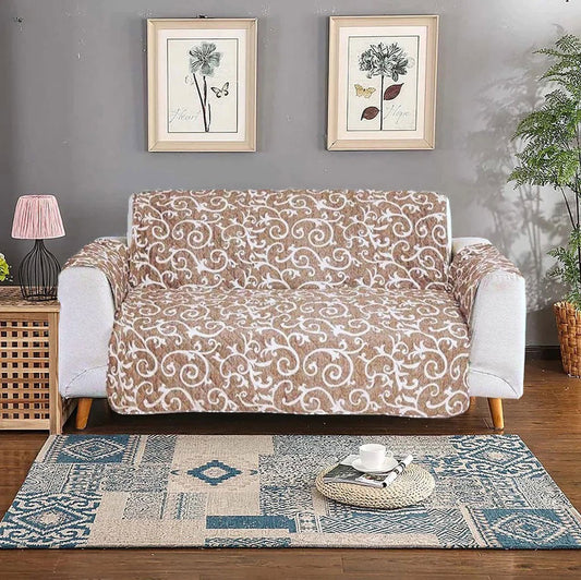 PRINTED QUILTED SOFA RUNNER - SOFA COAT (LIGHT BROWN)