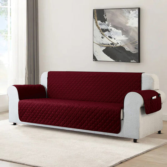 Cotton Quilted Sofa Runner-Sofa Coat (Maroon)