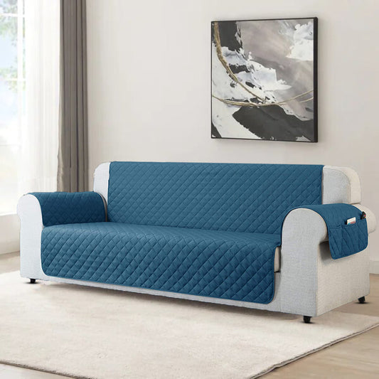 Cotton Quilted Sofa Runner-Sofa Coat (Baby Blue)