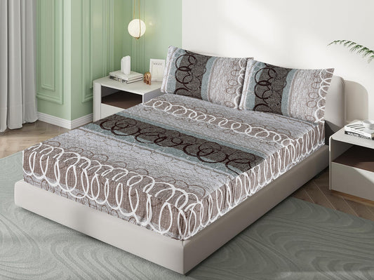 Mat Printed Quilted Ultrasonic 100% Waterproof Mattress Cover For Double Bed Fitted Mattress Protector Anti Sleep Bed Sheet With Pillow Cover ( Audi Circles)