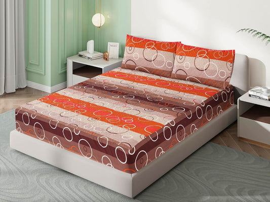 Mat Printed Quilted Ultrasonic 100% Waterproof Mattress Cover For Double Bed Fitted Mattress Protector Anti Sleep Bed Sheet With Pillow Cover (Orange Circles)