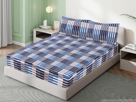 Mat Printed Quilted Ultrasonic 100% Waterproof Mattress Cover For Double Bed Fitted Mattress Protector Anti Sleep Bed Sheet With Pillow Cover (MA 501)