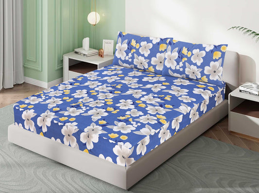 Mat Printed Quilted Ultrasonic 100% Waterproof Mattress Cover For Double Bed Fitted Mattress Protector Anti Sleep Bed Sheet With Pillow Cover (MA 503)
