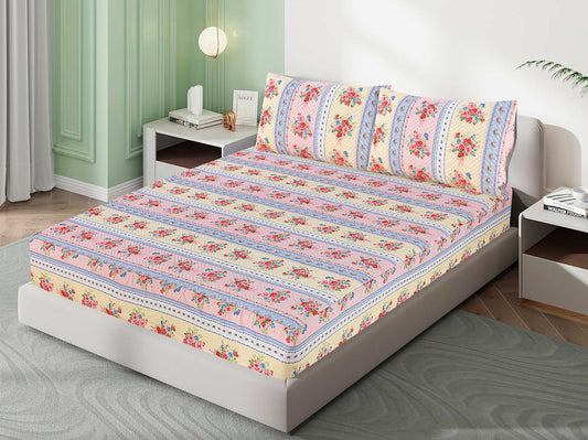Mat Printed Quilted Ultrasonic 100% Waterproof Mattress Cover For Double Bed Fitted Mattress Protector Anti Sleep Bed Sheet With Pillow Cover (MA 504)