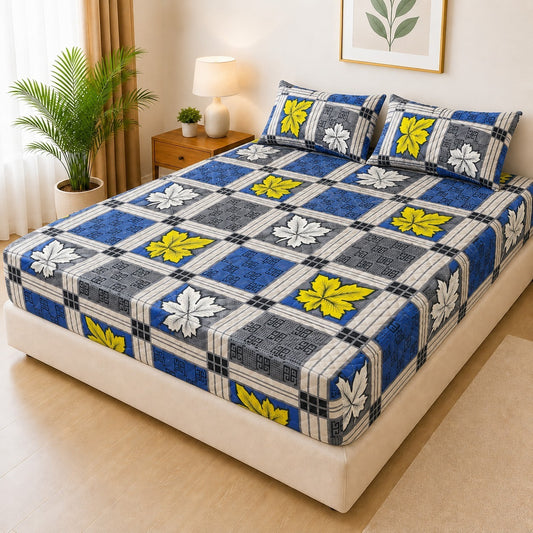 Mat Printed Quilted Ultrasonic 100% Waterproof Mattress Cover For Double Bed Fitted Mattress Protector Anti Sleep Bed Sheet With Pillow Cover (SH 701)
