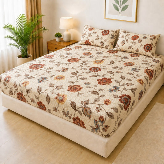 Mat Printed Quilted Ultrasonic 100% Waterproof Mattress Cover For Double Bed Fitted Mattress Protector Anti Sleep Bed Sheet With Pillow Cover (SH 715)