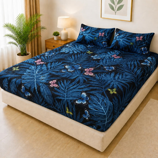 Mat Printed Quilted Ultrasonic 100% Waterproof Mattress Cover For Double Bed Fitted Mattress Protector Anti Sleep Bed Sheet With Pillow Cover (SH 717)