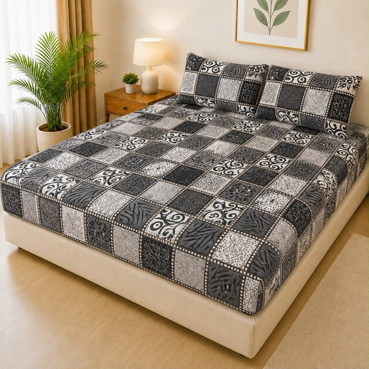 Mat Printed Quilted Ultrasonic 100% Waterproof Mattress Cover For Double Bed Fitted Mattress Protector Anti Sleep Bed Sheet With Pillow Cover (SH 716)