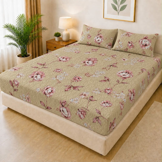 Mat Printed Quilted Ultrasonic 100% Waterproof Mattress Cover For Double Bed Fitted Mattress Protector Anti Sleep Bed Sheet With Pillow Cover (SH 707)