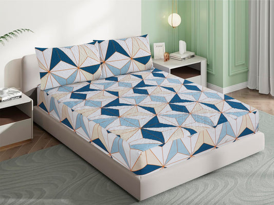 Mat Printed Quilted Ultrasonic 100% Waterproof Mattress Cover For Double Bed Fitted Mattress Protector Anti Sleep Bed Sheet With Pillow Cover (Pyramid Puzzle)