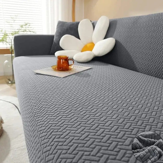 Stripe Jacquard Sofa Cover - Grey