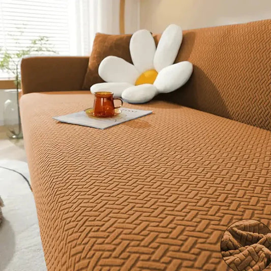 Stripe Jacquard Sofa Cover - Light Brown