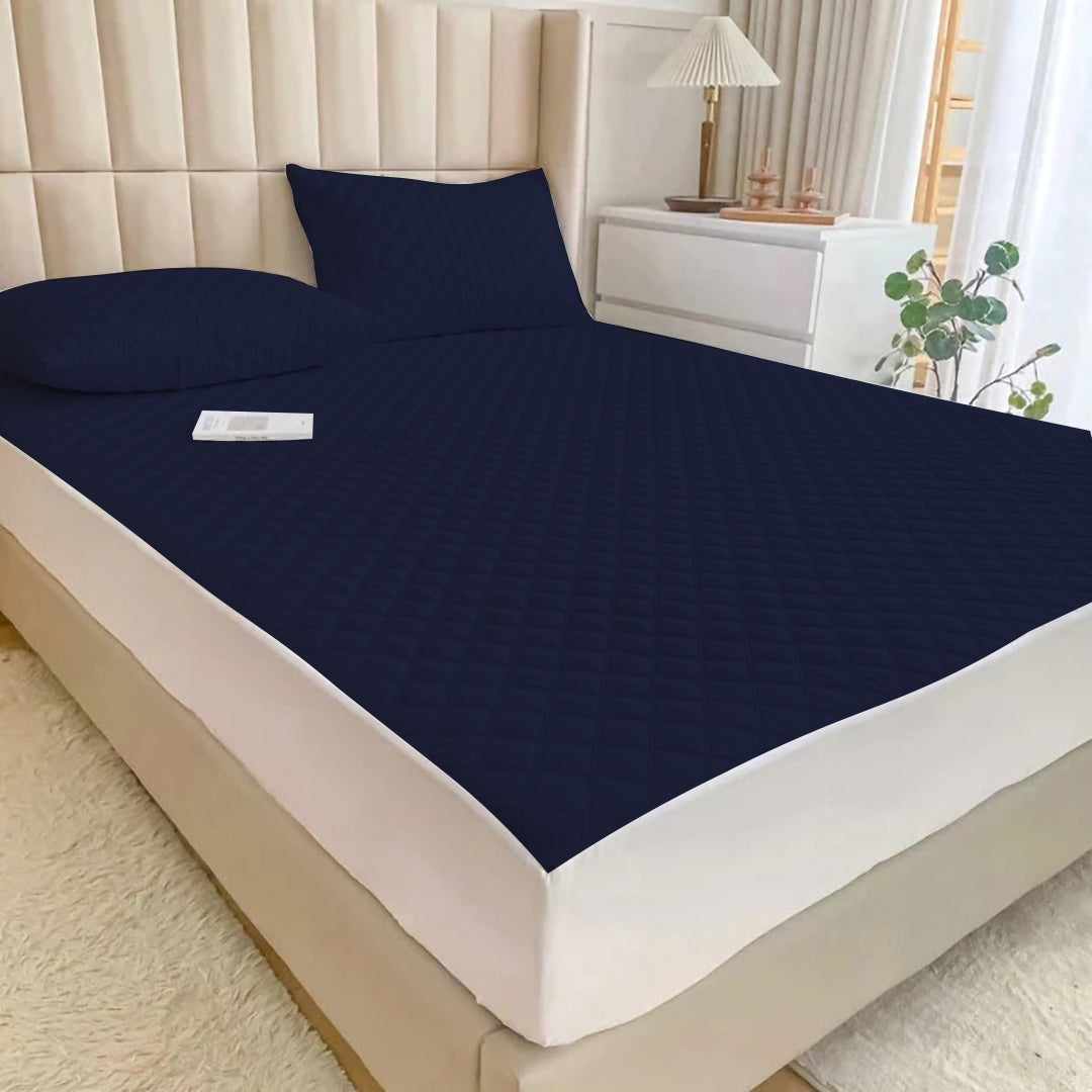 Ultrasonic 100% Waterproof Mattress Cover For Double Bed Fitted Mattress Protector Anti Sleep Bed Sheet (Blue)