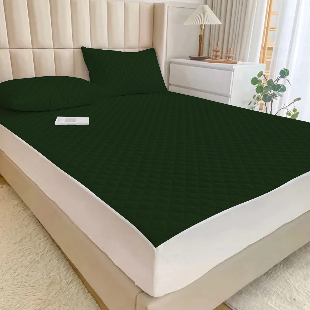 Ultrasonic 100% Waterproof Mattress Cover For Double Bed Fitted Mattress Protector Anti Sleep Bed Sheet (Green)
