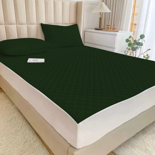 Ultrasonic 100% Waterproof Mattress Cover For Double Bed Fitted Mattress Protector Anti Sleep Bed Sheet (Green)