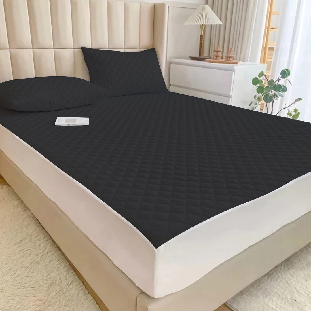Ultrasonic 100% Waterproof Mattress Cover For Double Bed Fitted Mattress Protector Anti Sleep Bed Sheet (Black)