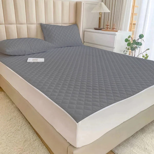 Ultrasonic 100% Waterproof Mattress Cover For Double Bed Fitted Mattress Protector Anti Sleep Bed Sheet (Grey)